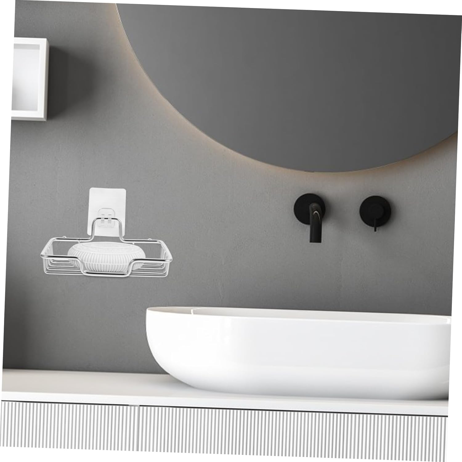 LIFKOME Wall-Mounted Soap Dish with Suction Cup for Bathroom Kitchen