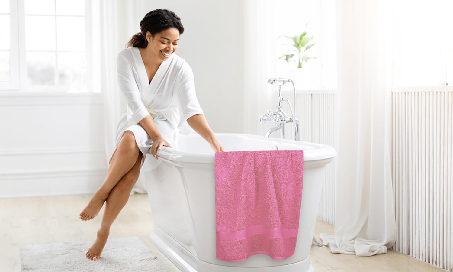 Lenenz 4 Pack Premium Cotton Bath Towels - Ultra Soft Quick-Dry Durable 27x54