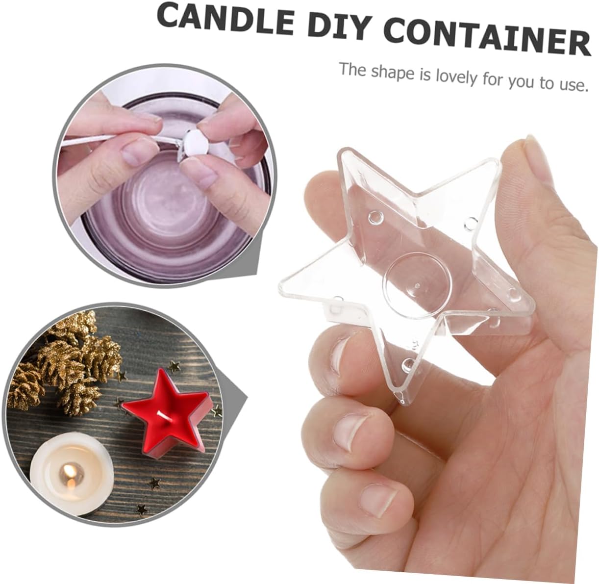 BELLIFFY 70pc Star Shaped Candle Jars with Wicks and Holders