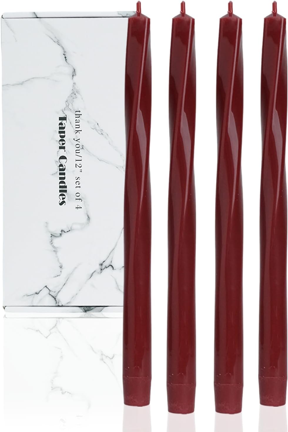 Wine Red Spiral Taper Candles Set of 4