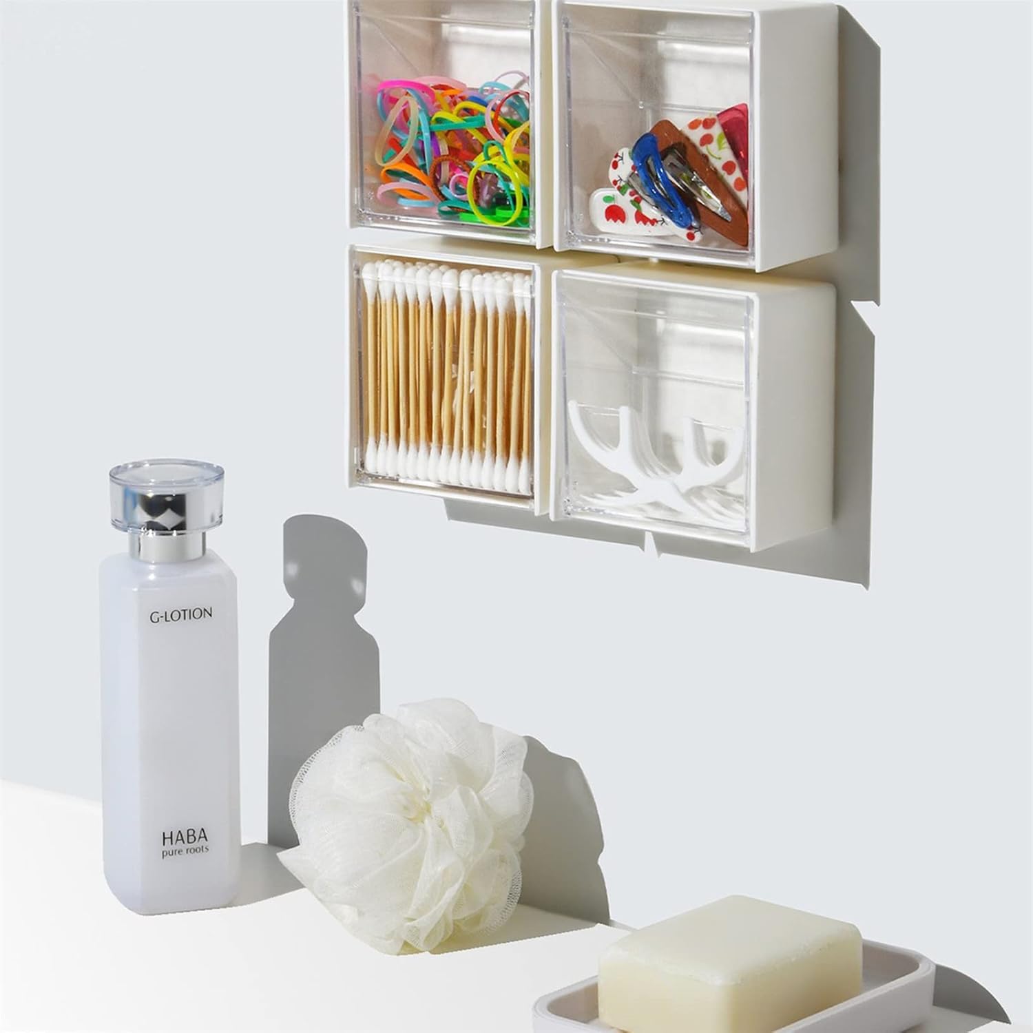 Waterproof Cotton Swab Holder Box with Flip Lid Wall Mounted Organizer