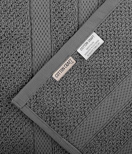 COTTON CRAFT Popcorn Towel Set - 10 Piece Charcoal Grey 1