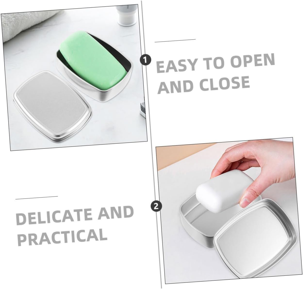 ERINGOGO 4pcs Aluminum Soap Boxes with Removable Lid 1