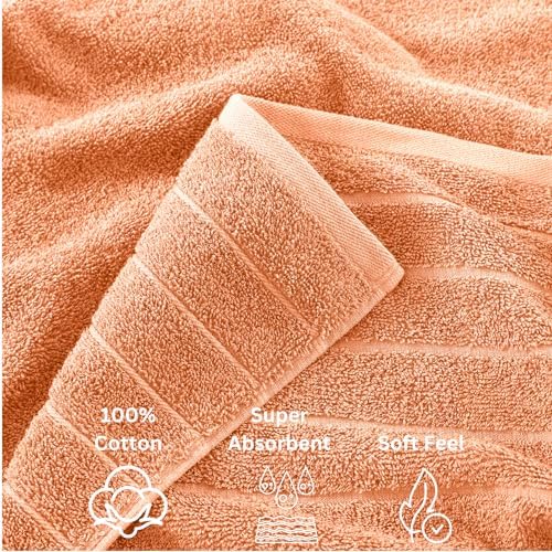 Casa Platino 100 Cotton Towel Set 8 Pc Peach Fuzz
