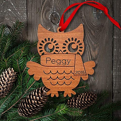 Personalized Babys First Christmas 2024 Owl Ornament Wood Handmade