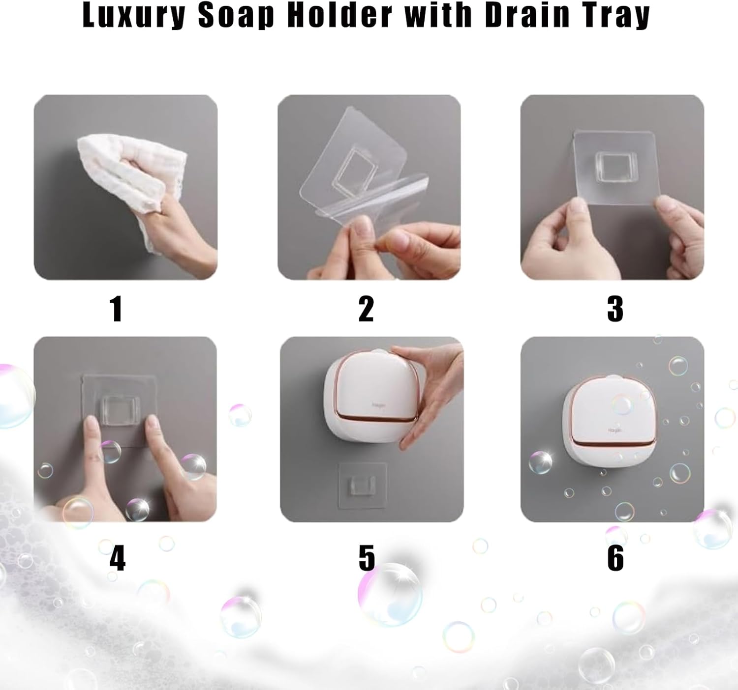 Luxury Soap Holder with Drain Tray and Flip Lid