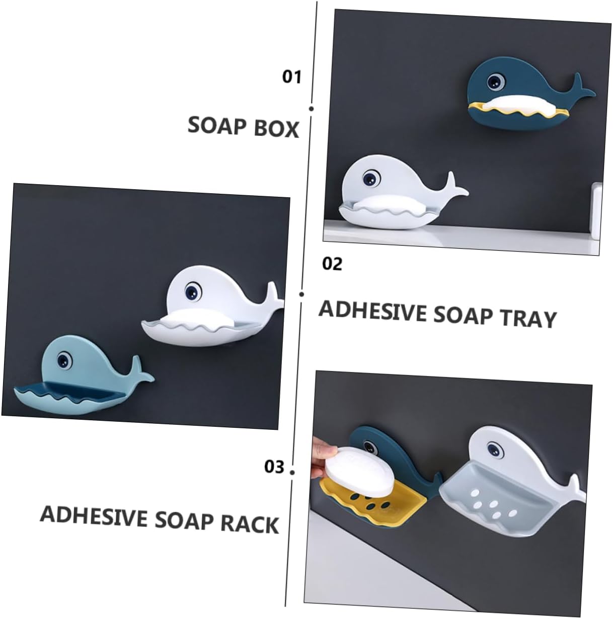 IMIKEYA Adorable Whale Soap Dish Wall Holder