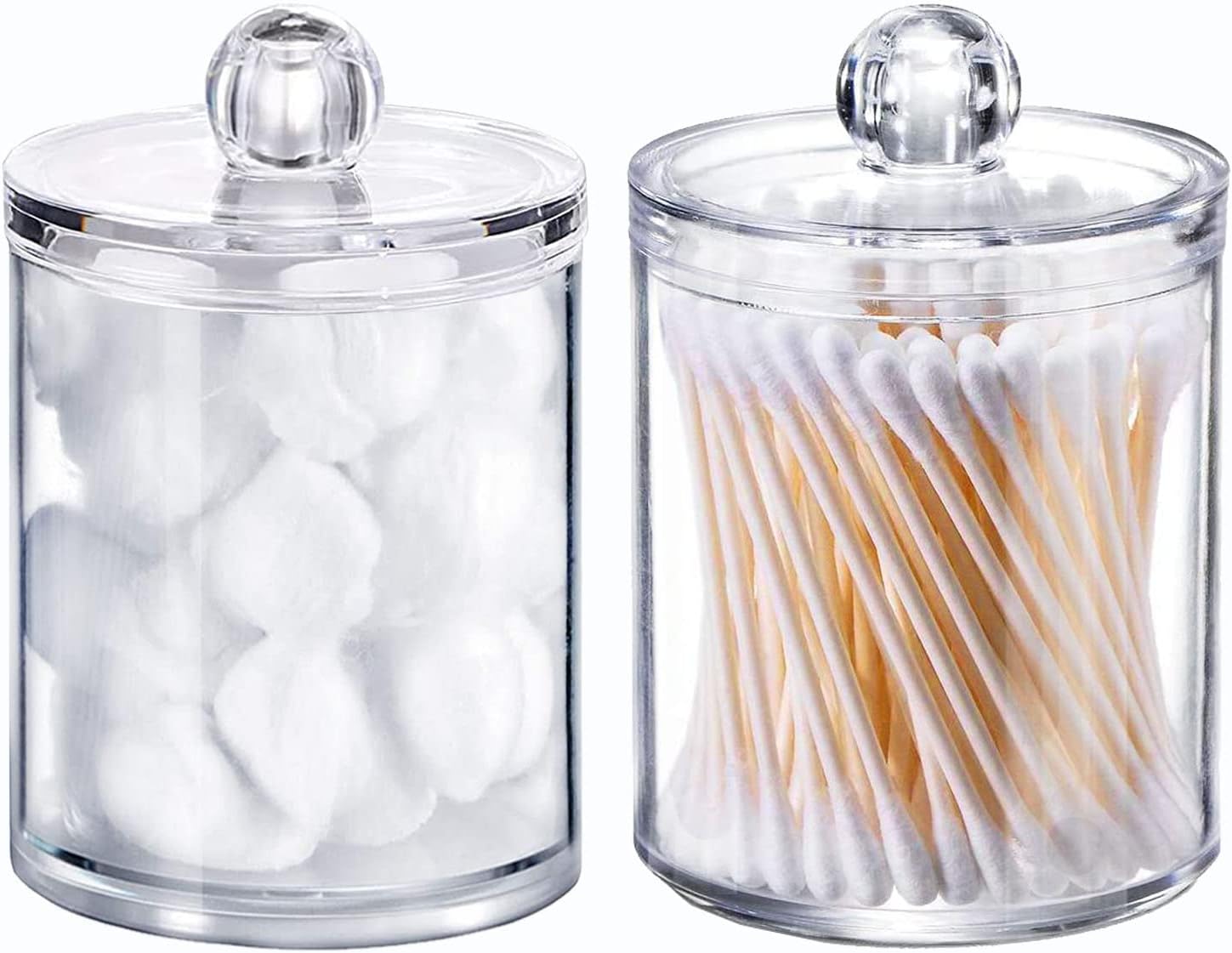 Wellinc Q-tip Holder Dispenser 10 oz Clear Plastic Jar Set