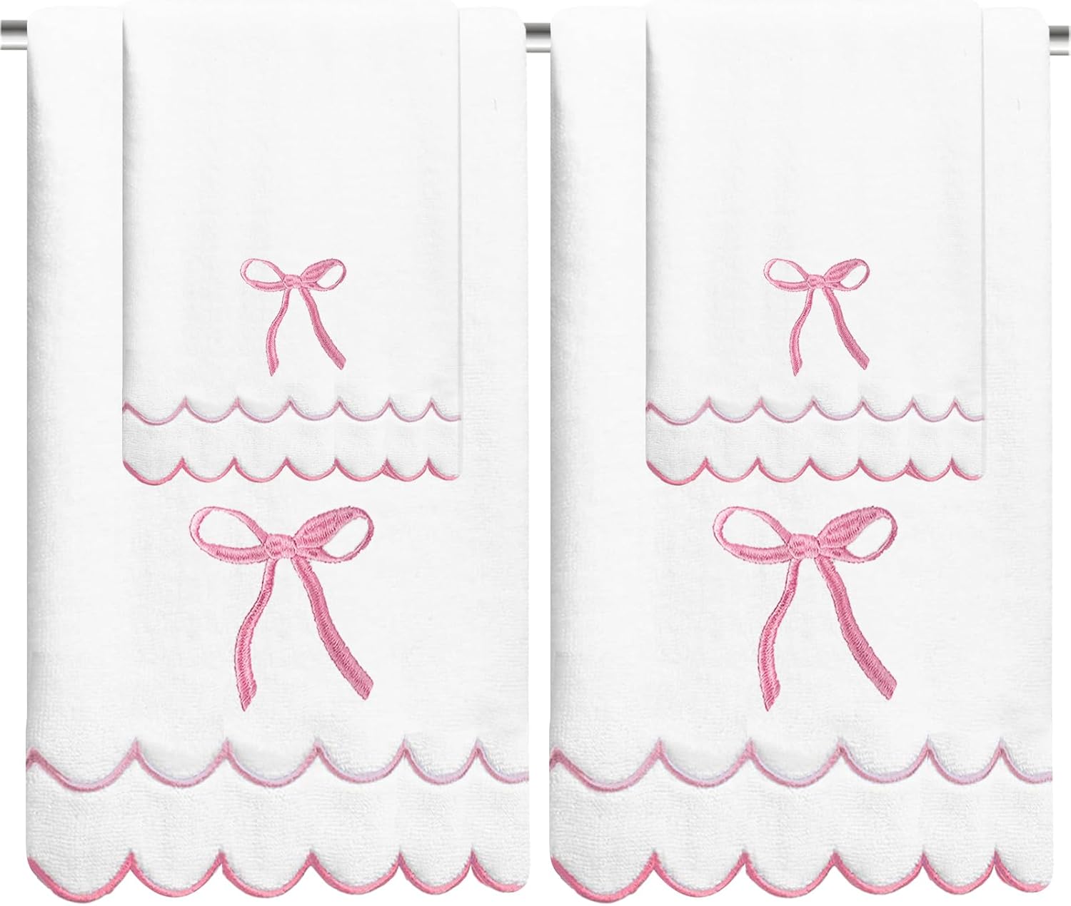 4 Set Cute Blue Coquette Bow Towels Set