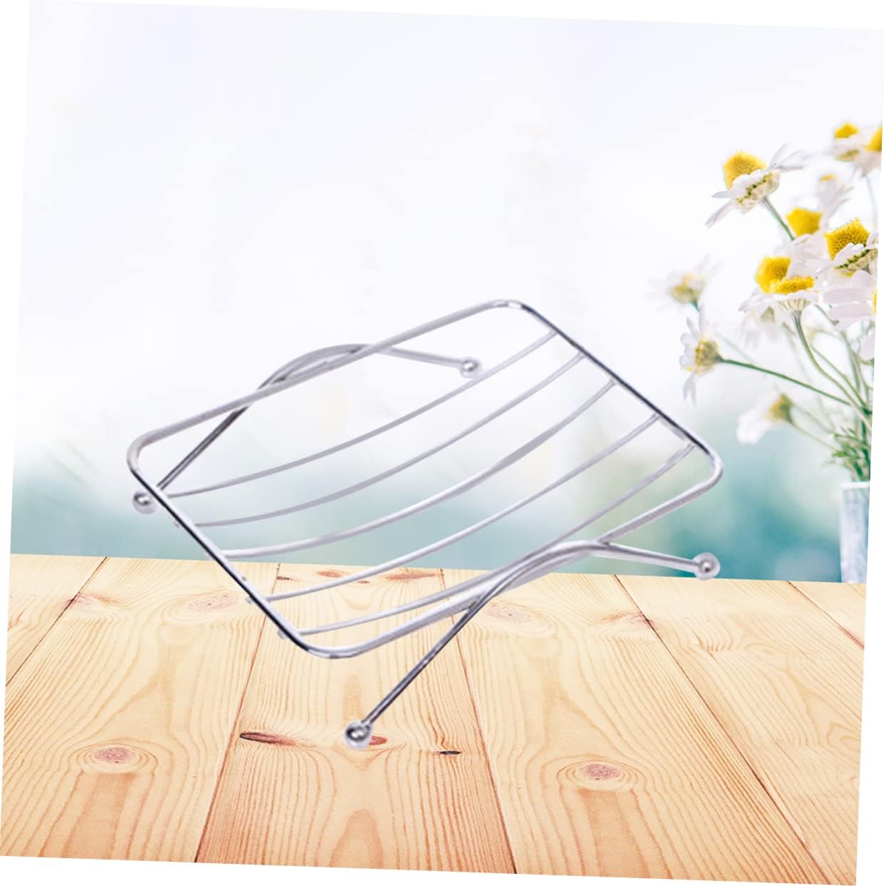 Yardenfun 1pc Wall Mounted Stainless Steel Soap Dish Holder Square Shape No Drilling