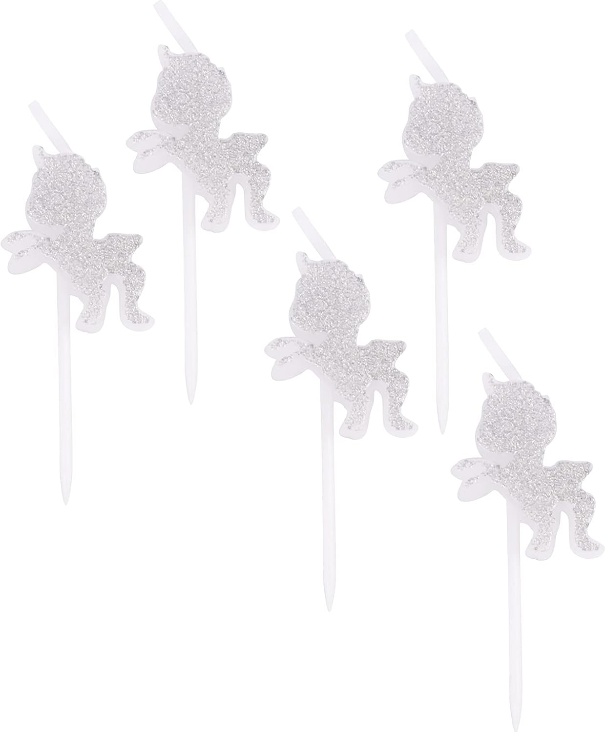 Magical Horned Horse Birthday Candles with White Glitter