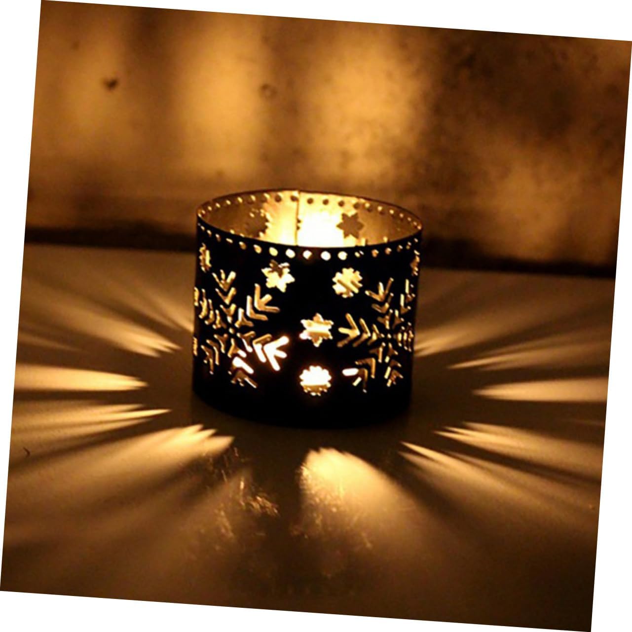 Retro Christmas Decor Iron Candle Holder Snowflake Pen Stand