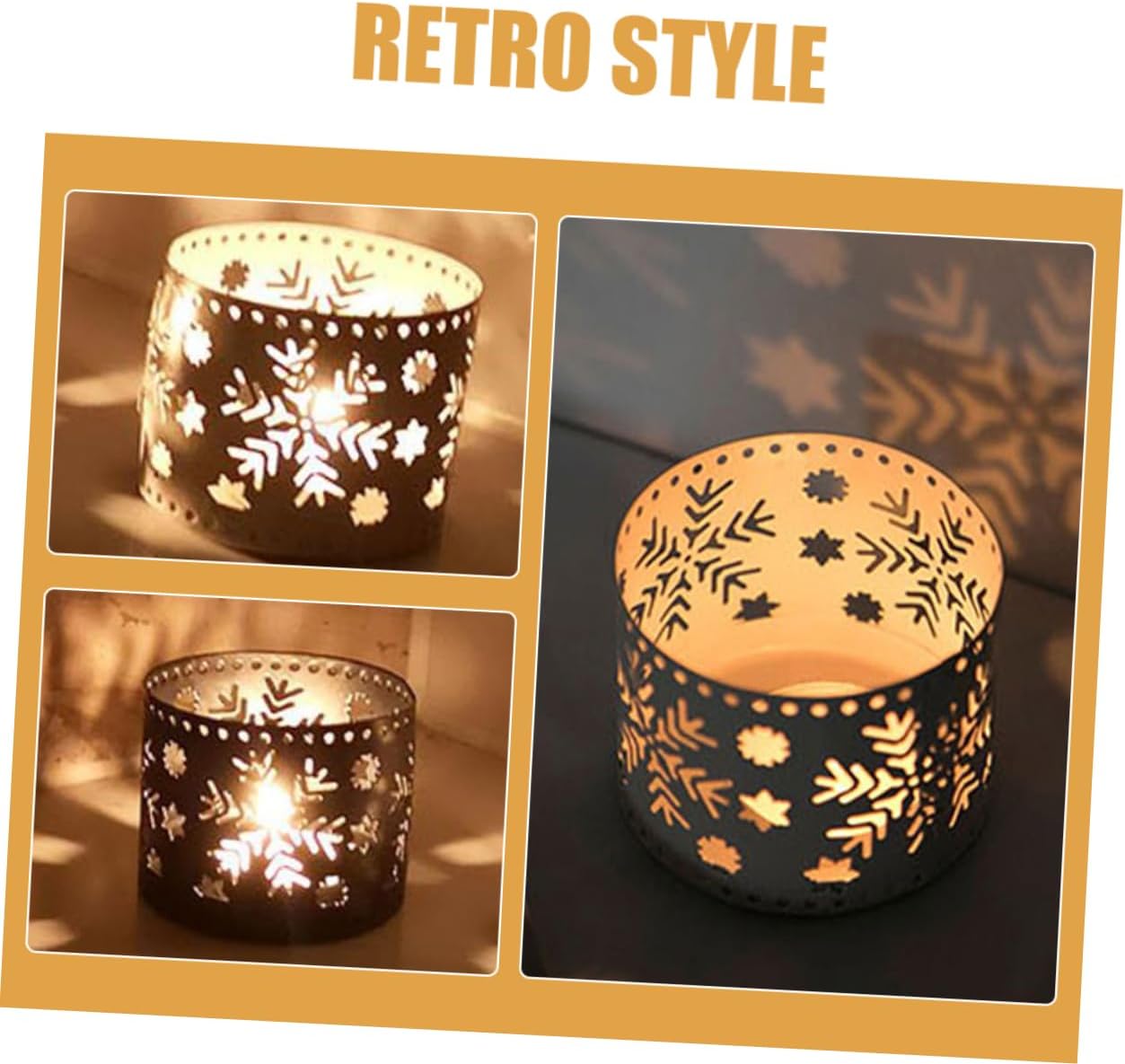 Iron Hollow Candle Holders Set Snowflake Christmas Decor