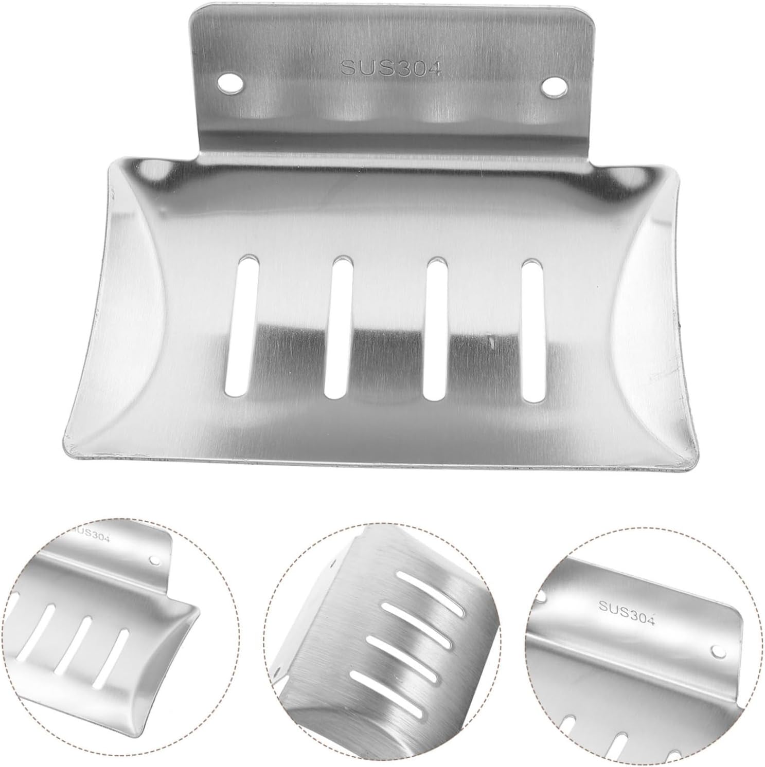 Ciieeo Drainage Soap Dish Wall Mount Holder No-Screw Design Universal Fit