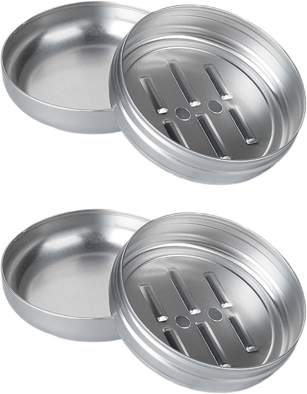 2Pcs Portable Aluminium Soap Box with Drip Tray 1