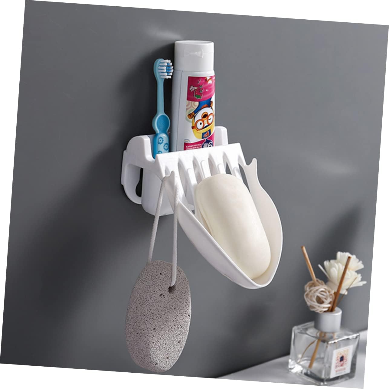 FELTECHELECTR Wall-Mounted Soap Dish Holder White for Tiles Walls Glass