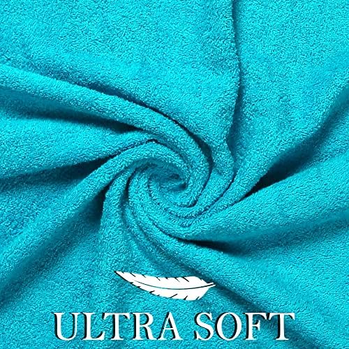 CraftBerry Aqua Blue 100 Cotton Bath Towel Set of 4