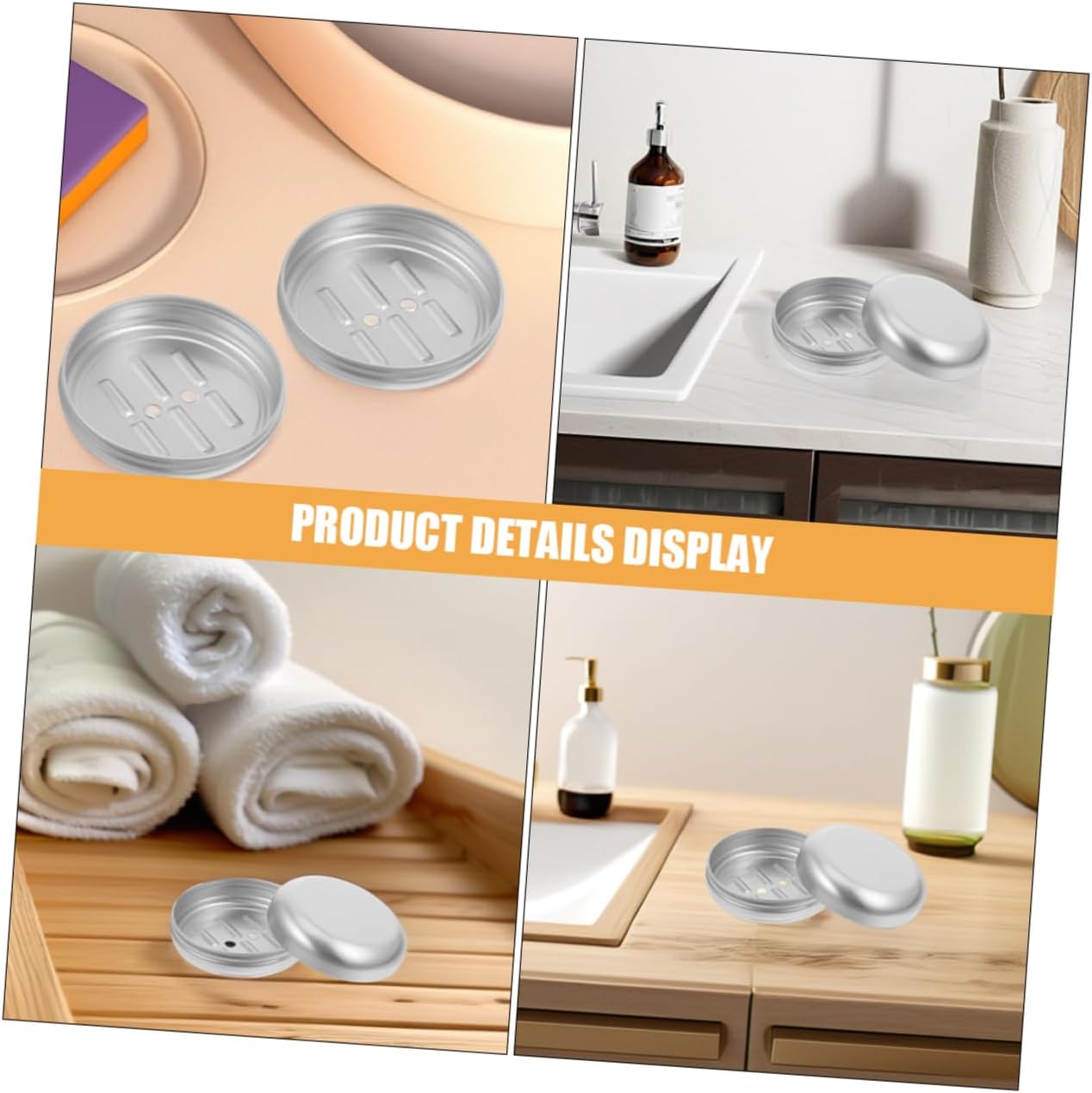 ABOOFAN Travel Round Aluminum Soap Holder Leakproof