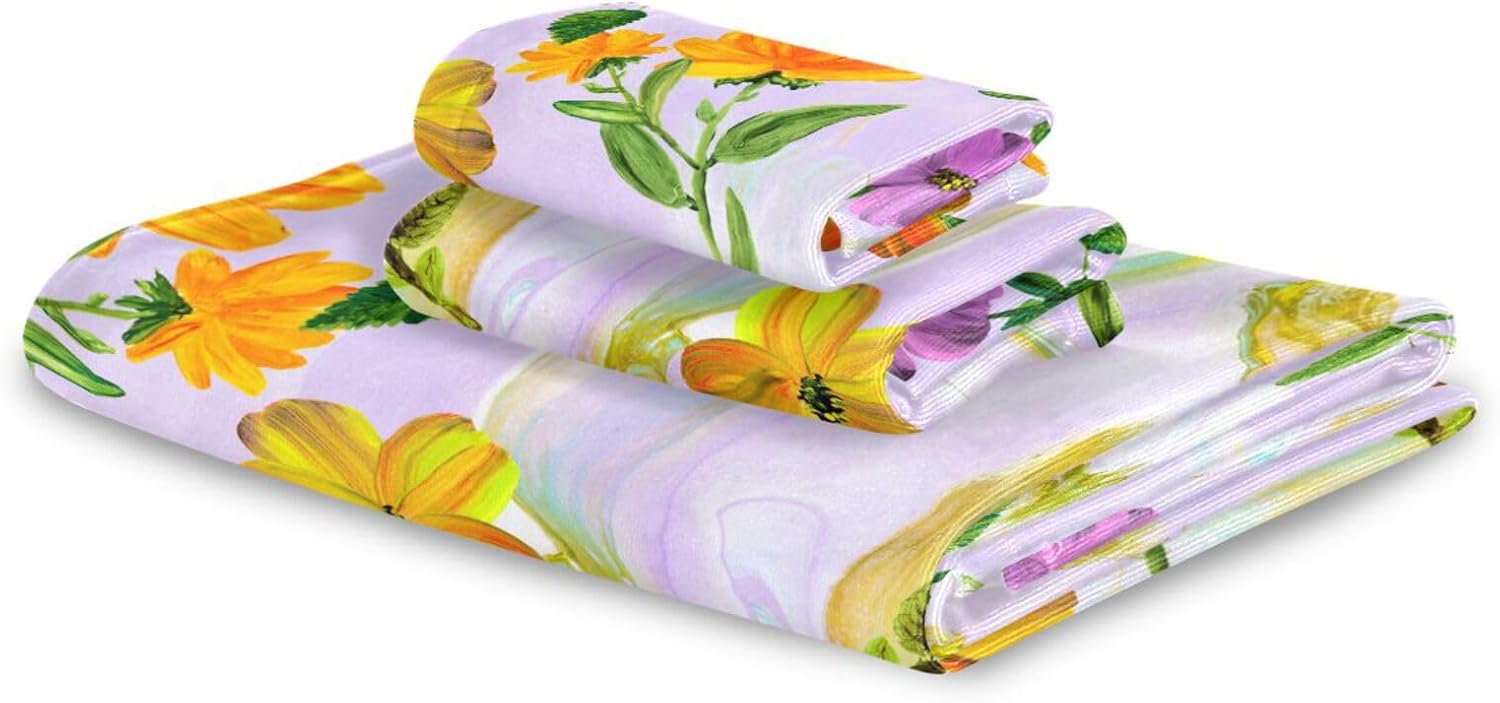 Senya Flower Bath Towels Set of 3 1