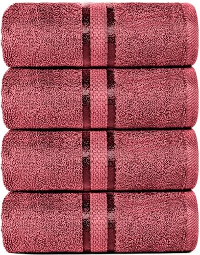 Dewall Maisons 4-Piece Dark Red Bath Towel Set