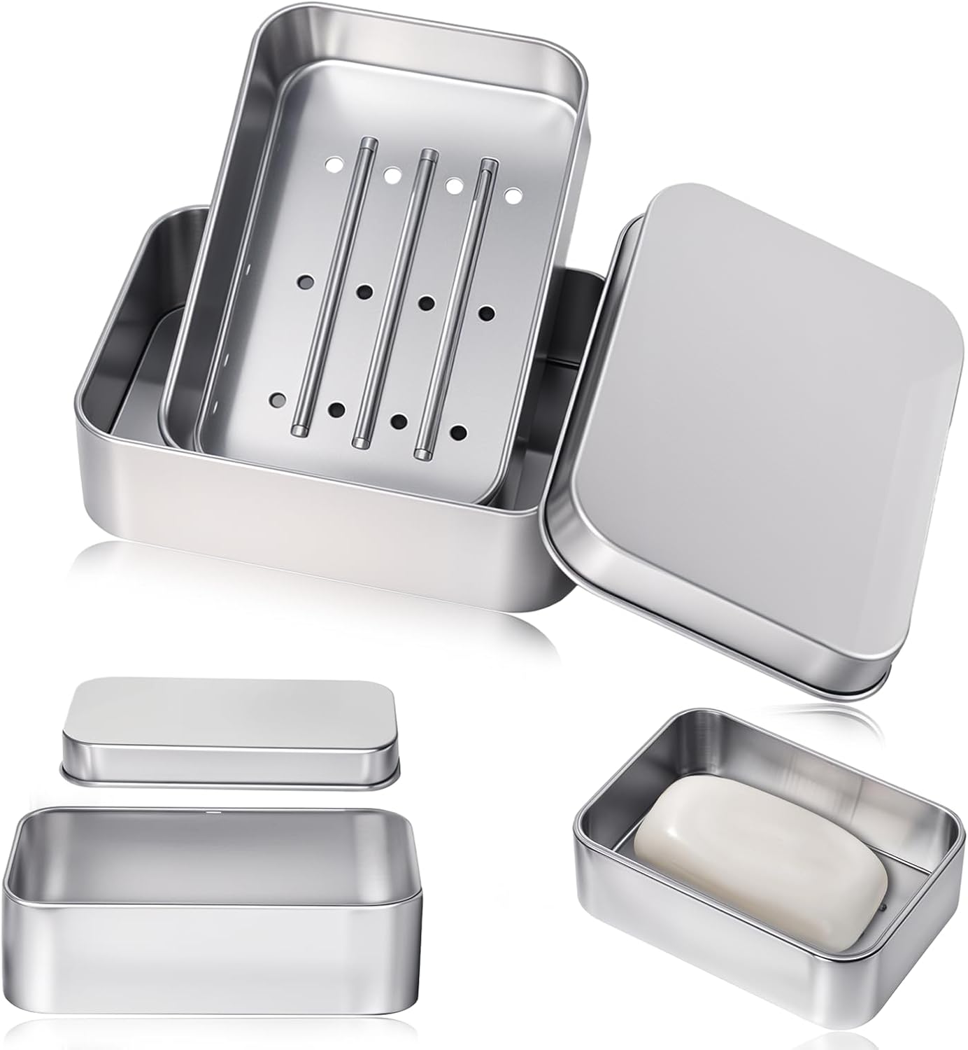 Durable Aluminum Soap Case with Lid for Travel