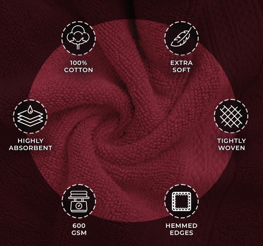 Avalon Towels Luxury 8 Piece Set Crimson Red 1