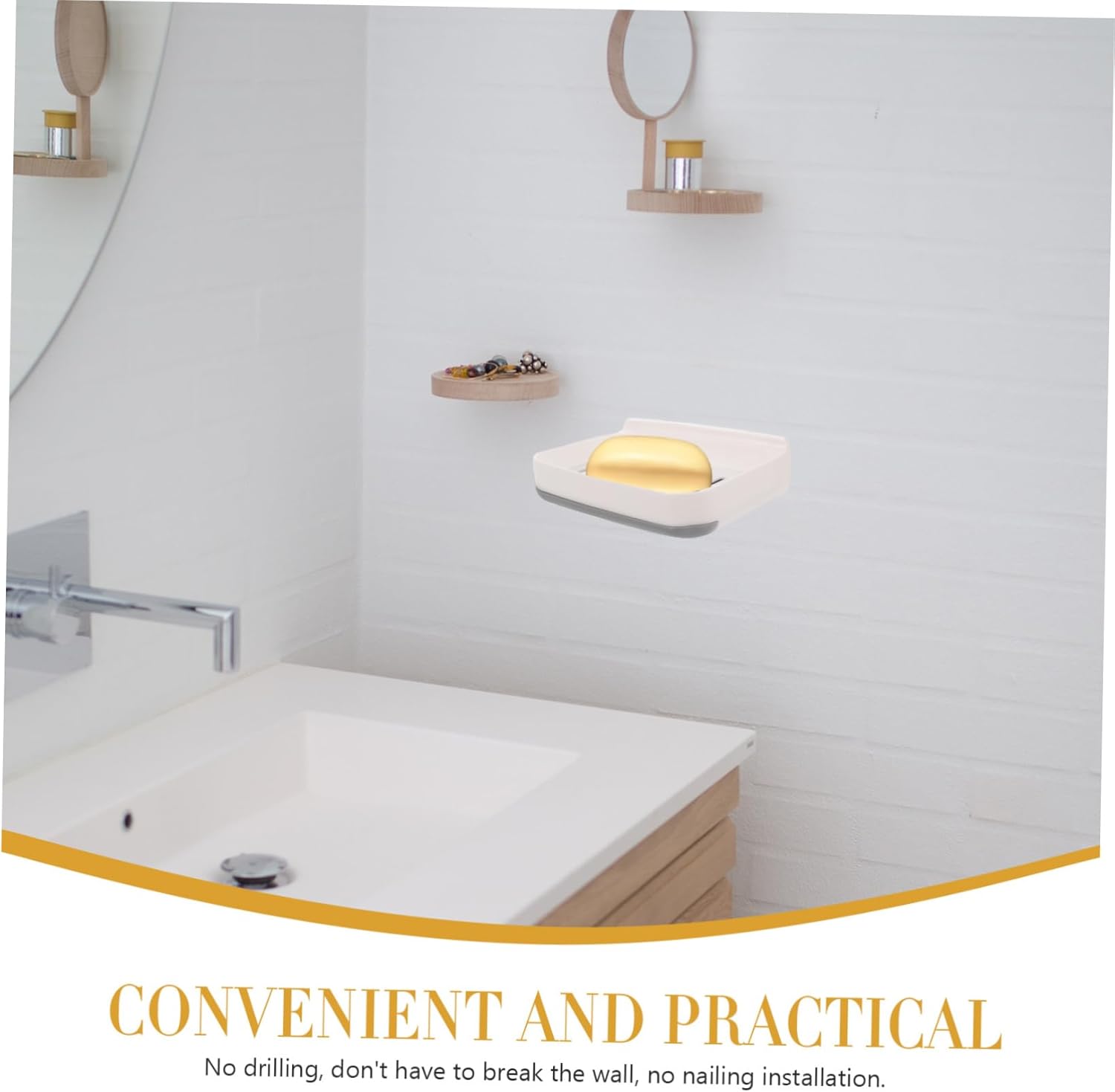 RORPOIR 1set Absorbent Soap Dish Wall Mount Fast Drying Bathroom Holder