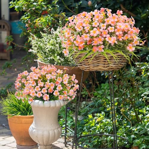 36pcs Mixed Pink Artificial Plants for Outdoor Decor