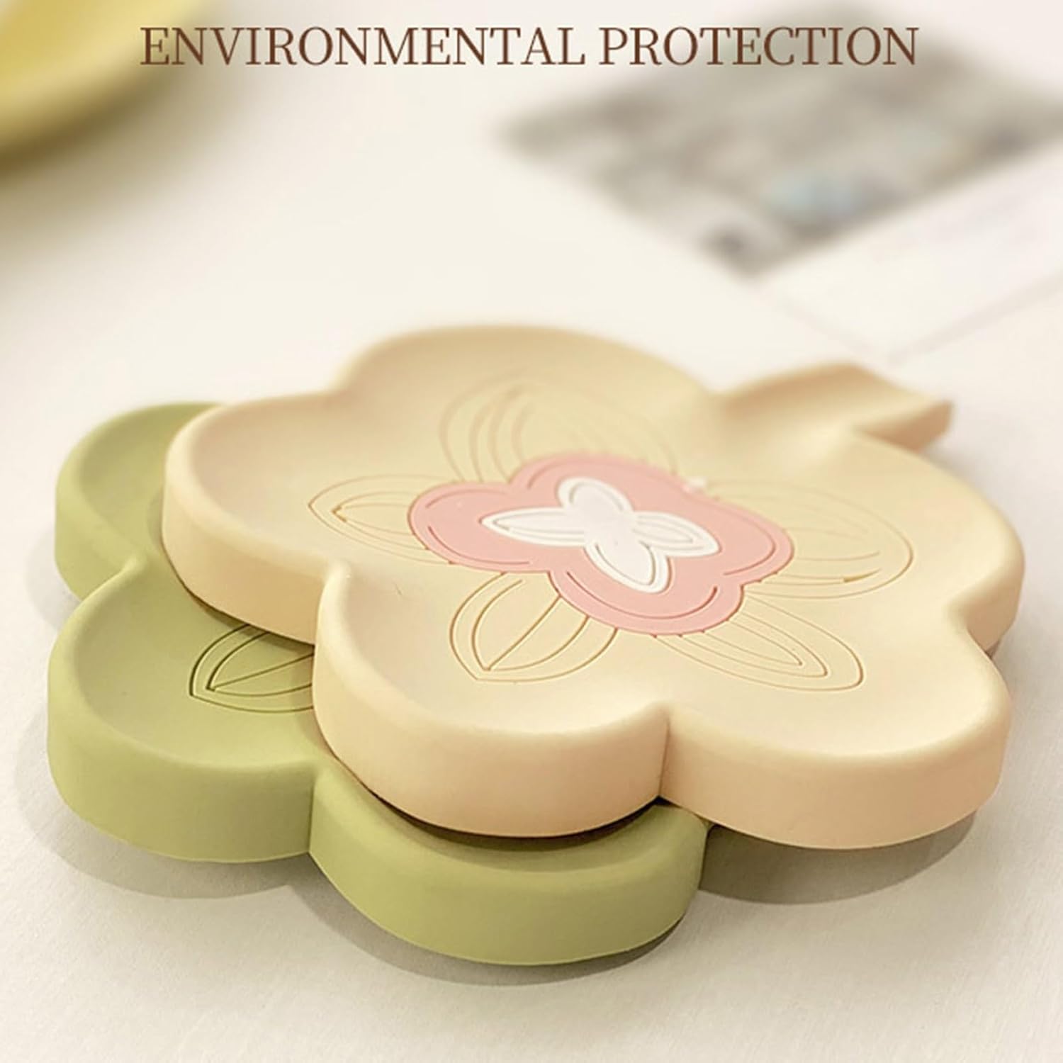 Pink Flower Shape Non-Slip Soap Dish with Drainage