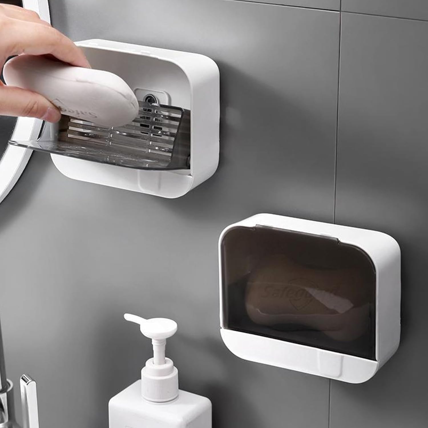 Wall-Mounted Soap Box with Lid and Suction Cup