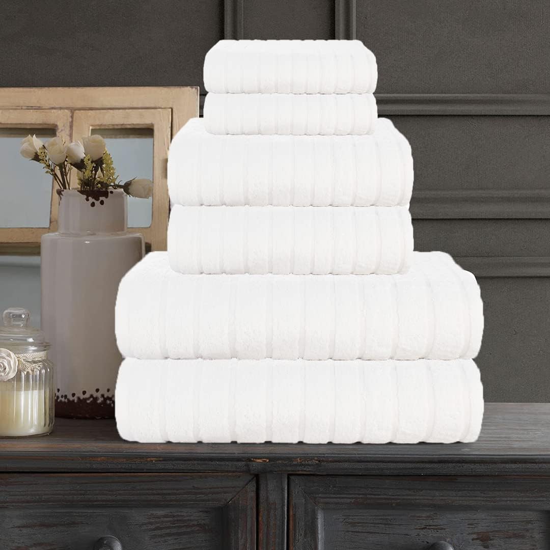CASA COPENHAGEN White Egyptian Cotton Towel Set of 6