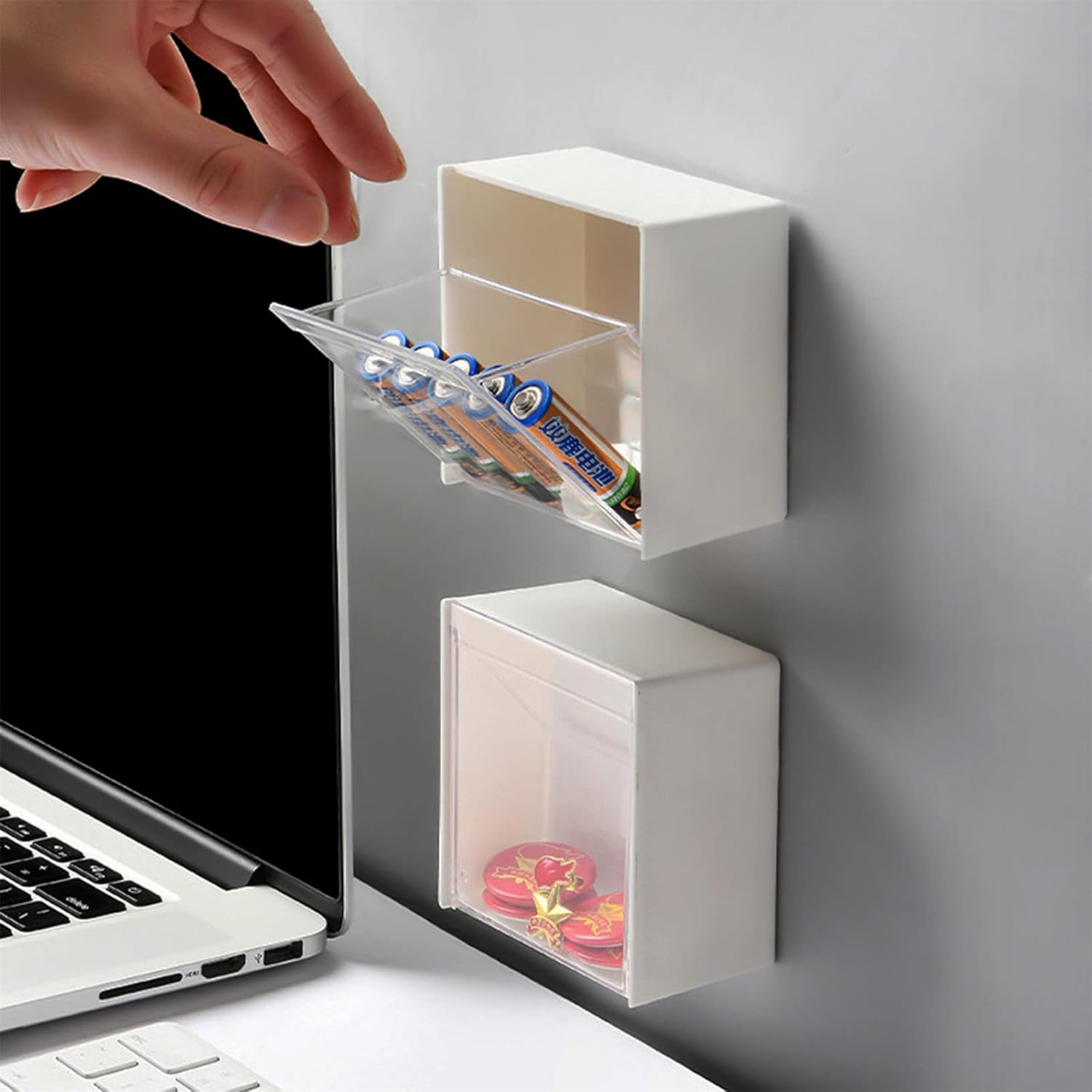 Waterproof Cotton Swab Holder Box with Flip Lid Wall Mounted Organizer