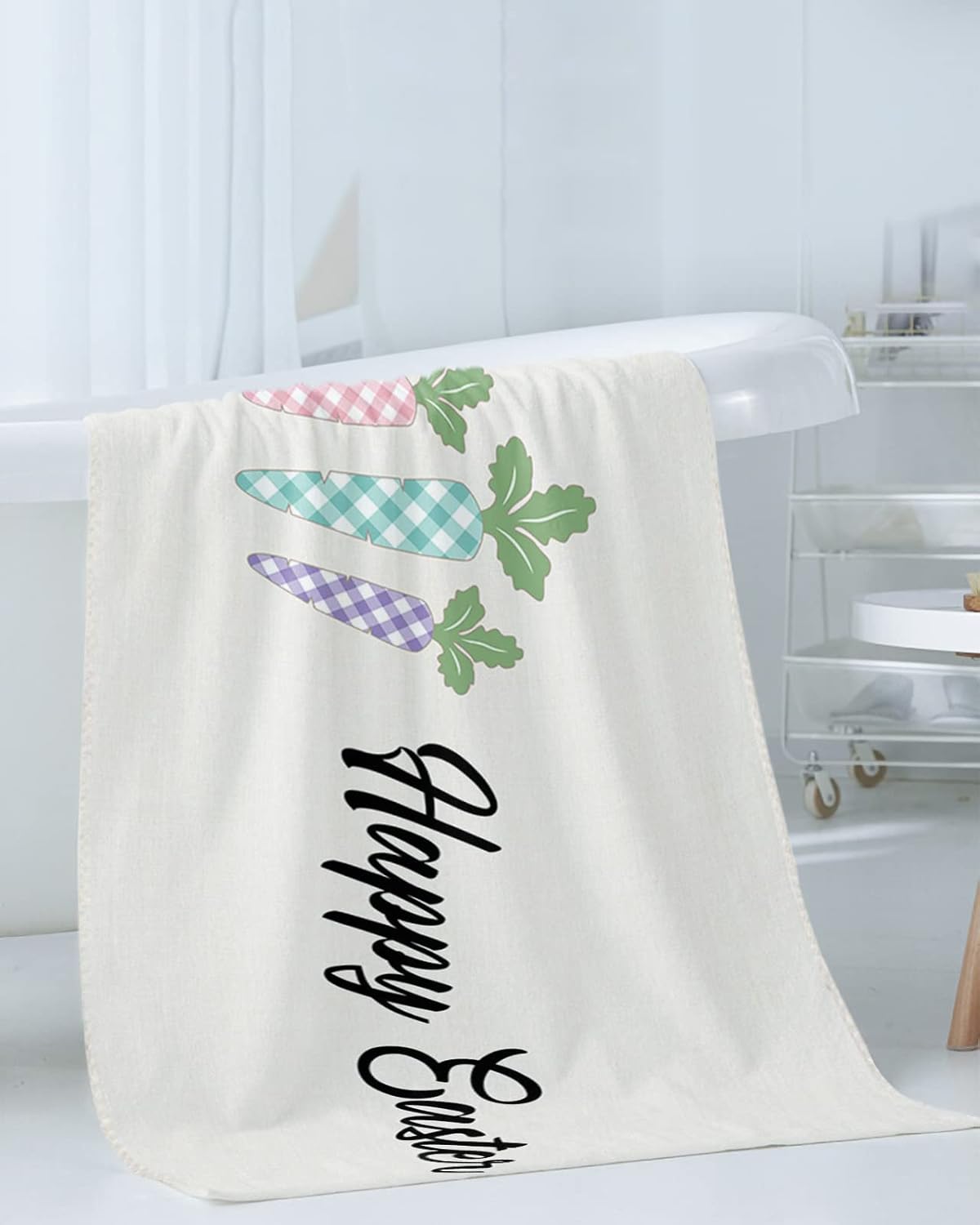 Happy Easter 3 Piece Bath Towel Set - Pink Green Purple