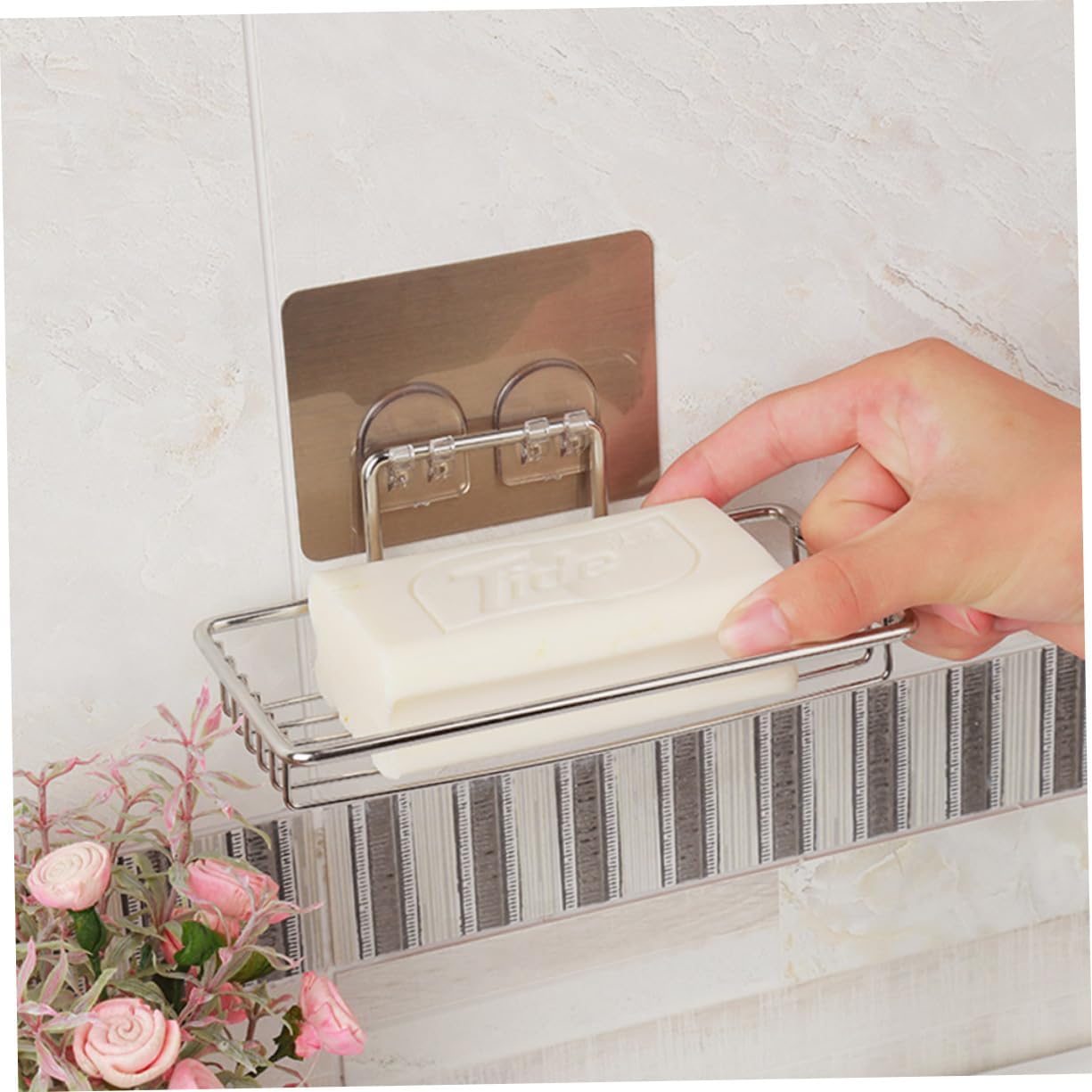 PRETYZOOM Wall Mounted Soap Holder Stainless Steel