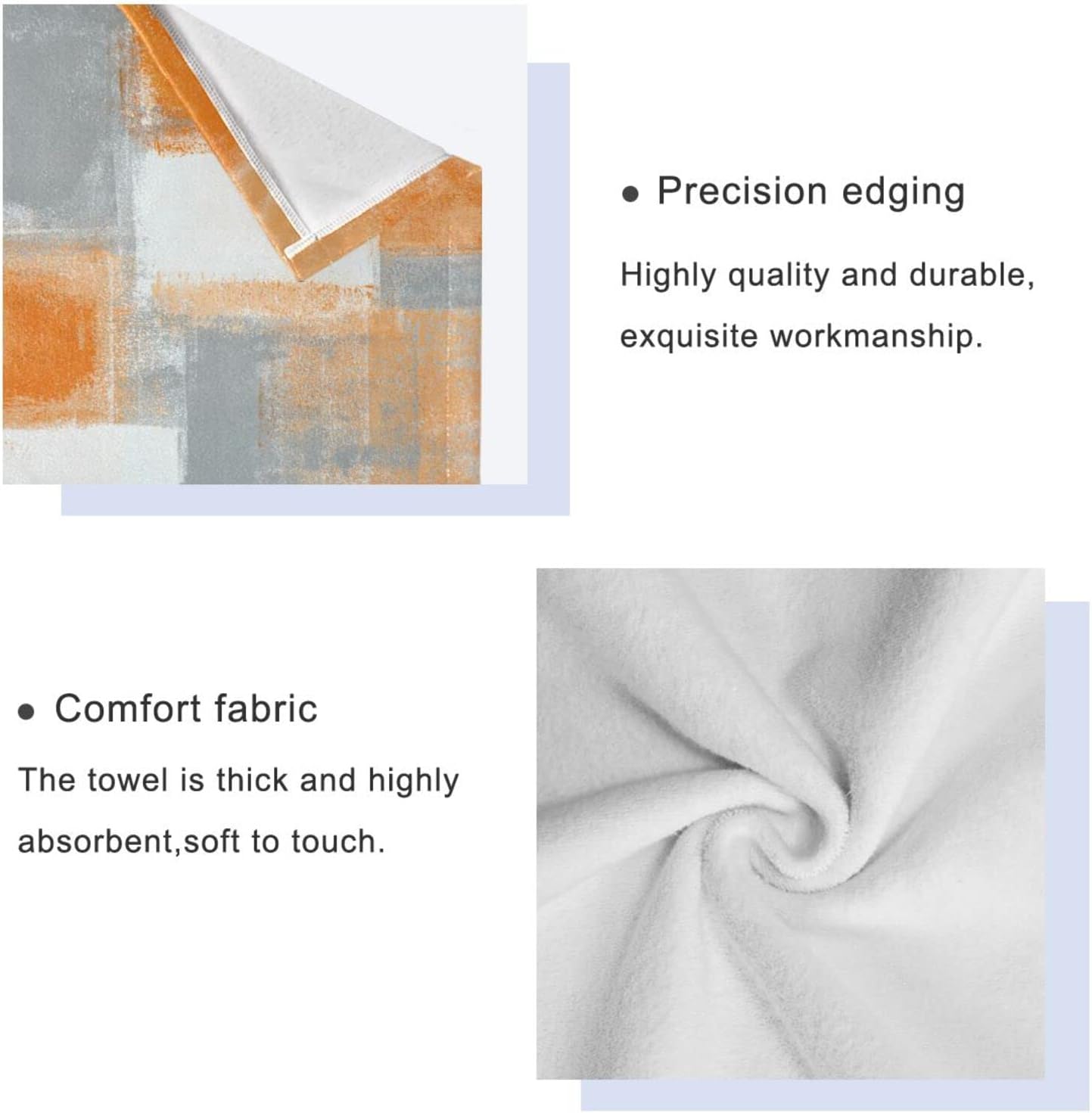 PATINISA Orange Grey Bath Towel Set of 3 1