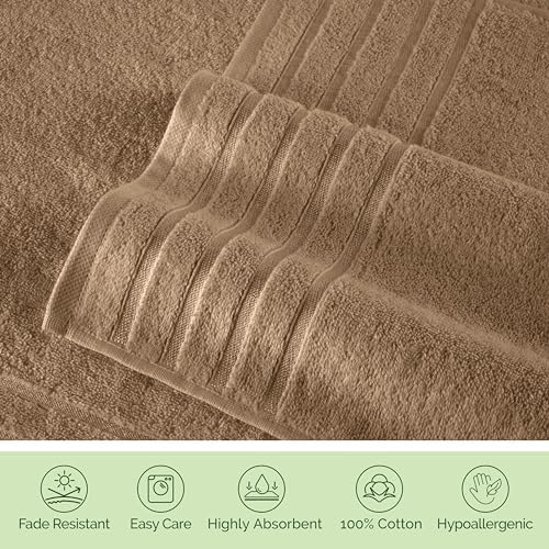 Elegant Comfort 4 Lines Viscose Stripe Towel Set - 6 Piece Taupe