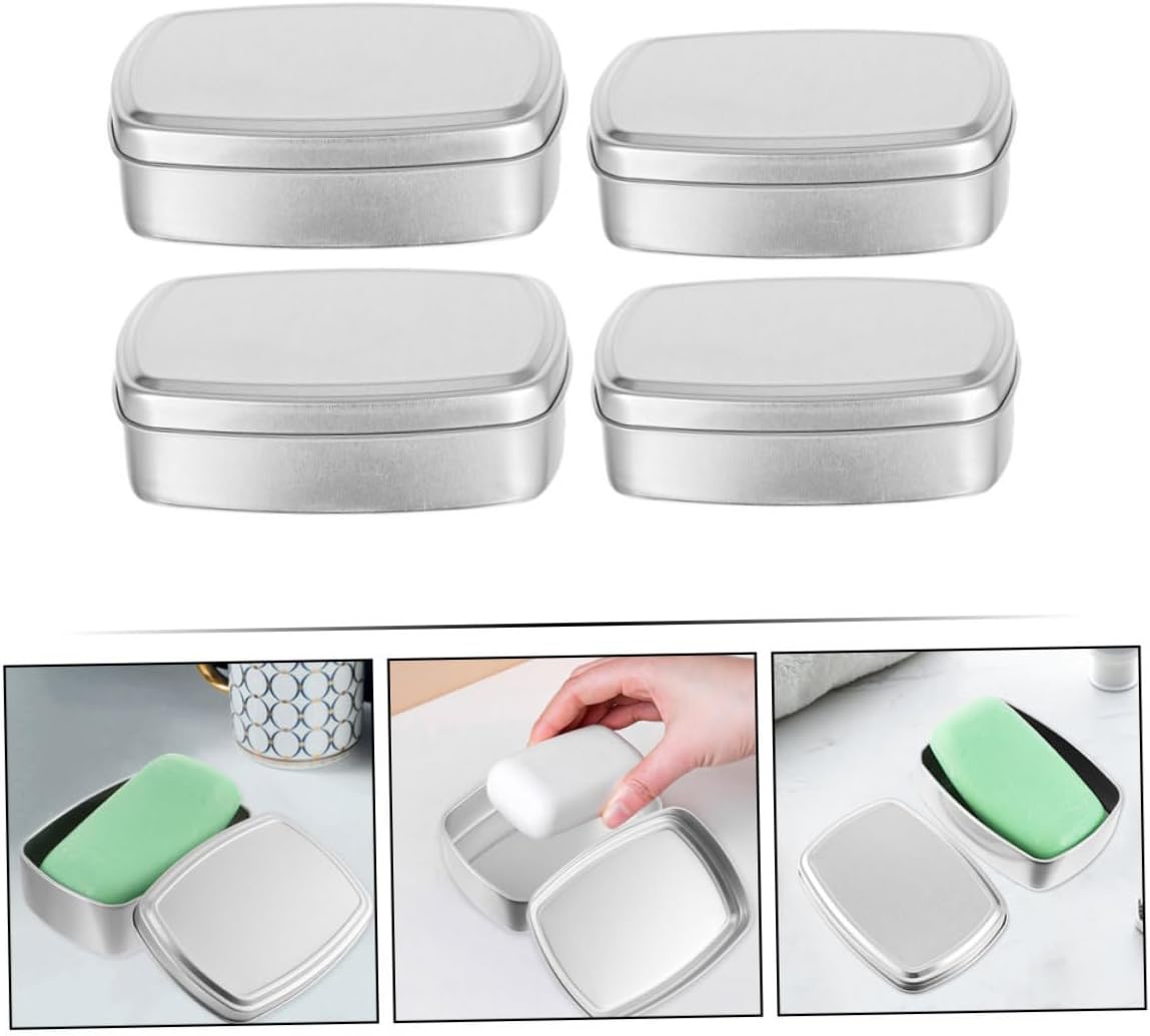 ERINGOGO 4pcs Aluminum Soap Boxes with Removable Lid 1