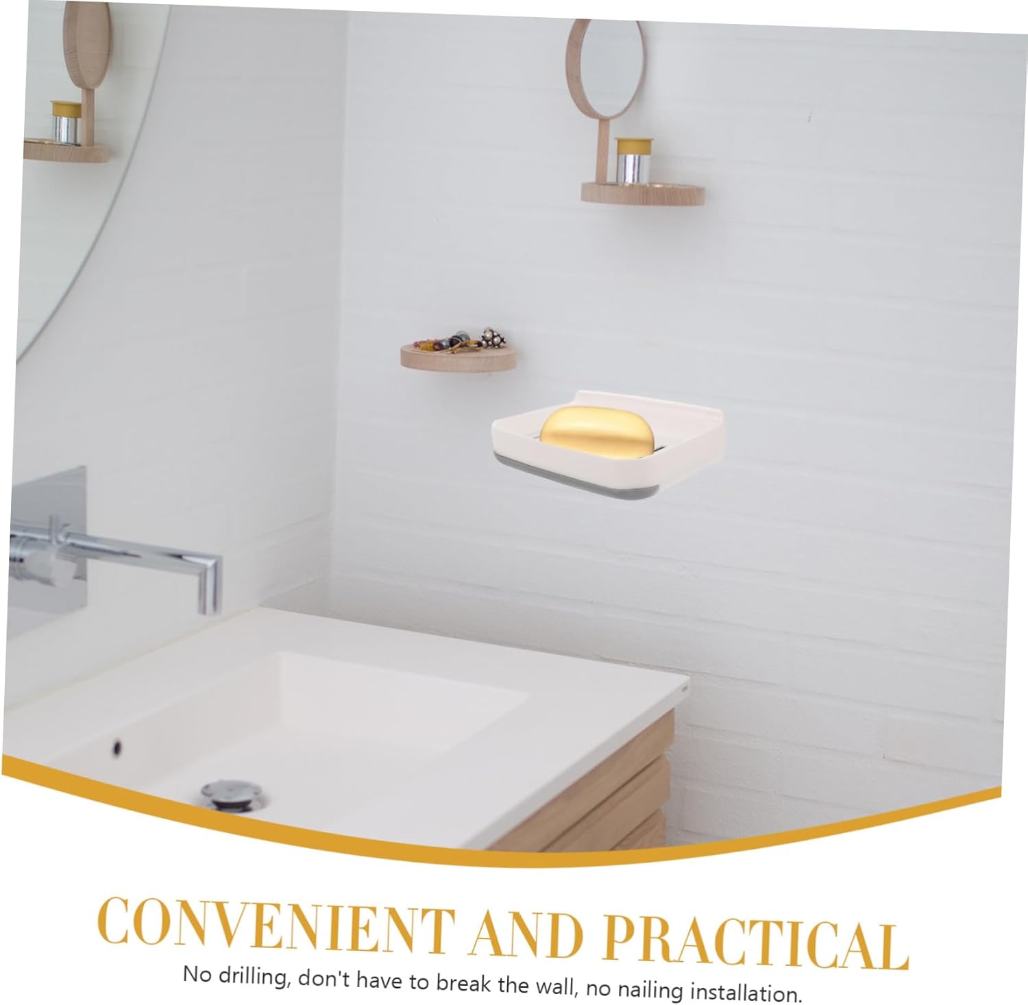 LIFKOME Diatomite Soap Dish Wall-Mounted Sturdy Holder