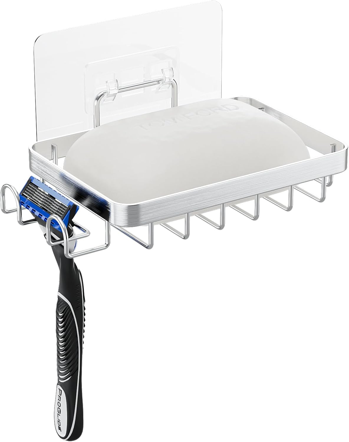Oasiteege Wall Mounted Soap Holder with Drainage and Loofah Hooks