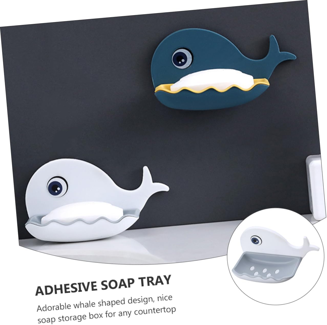 IMIKEYA Adorable Whale Soap Dish Wall Holder