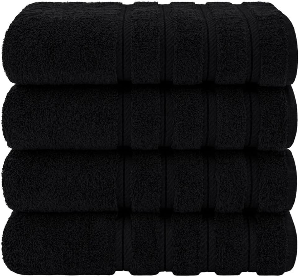TRP 4 Piece Lightweight Black Beach Towel Set 1