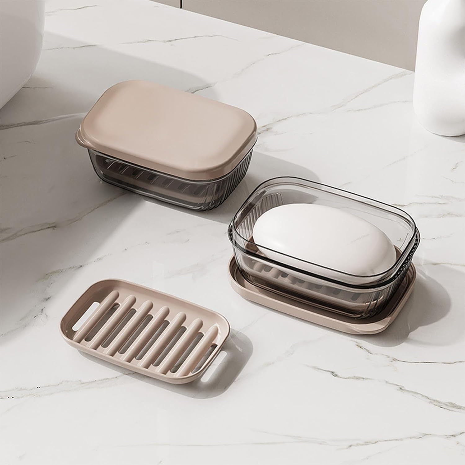 Lovskoo Leakproof Soap Case with Lid and Drainage Tray 1