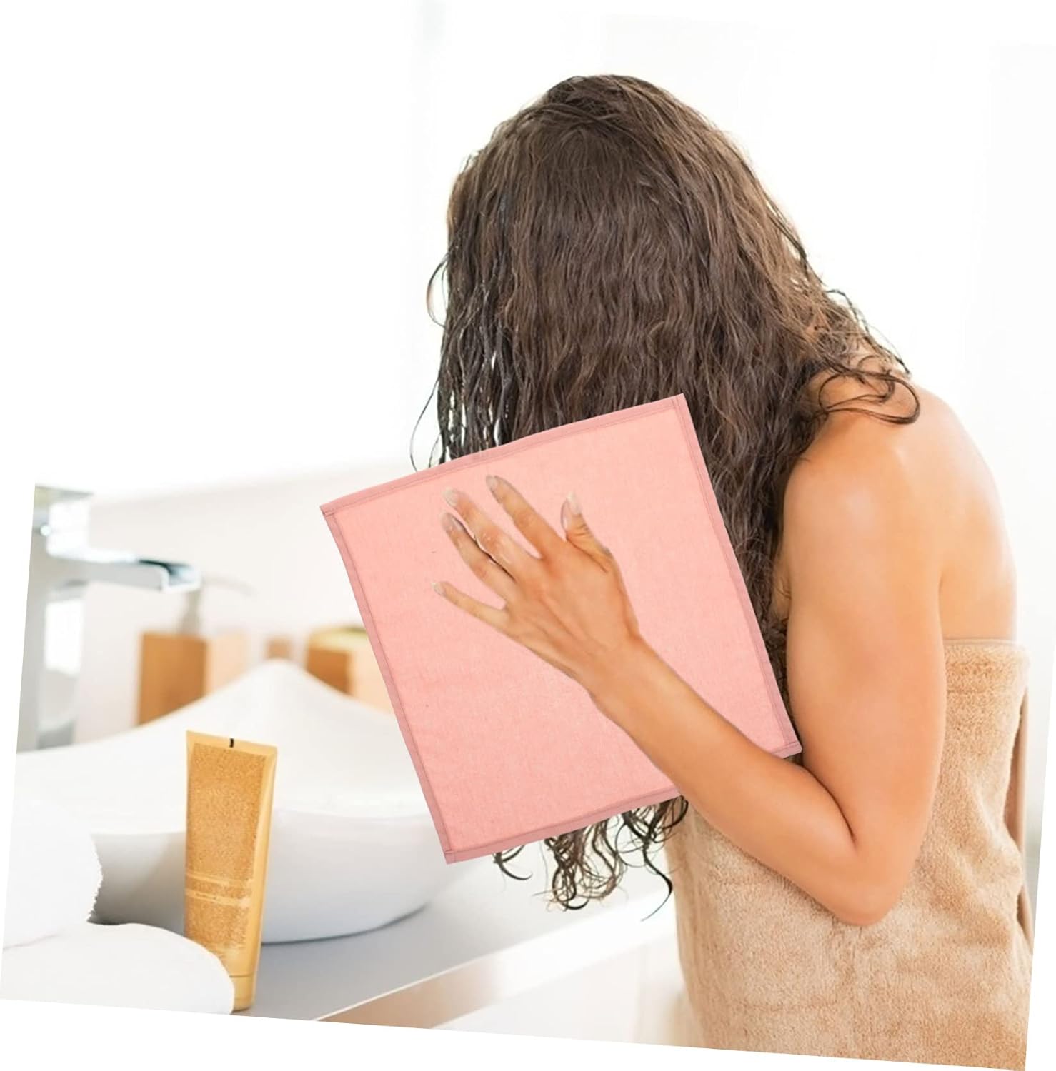 COSMEVIVI 8 Pcs Cotton Linen Pink Hand Towels Set 1