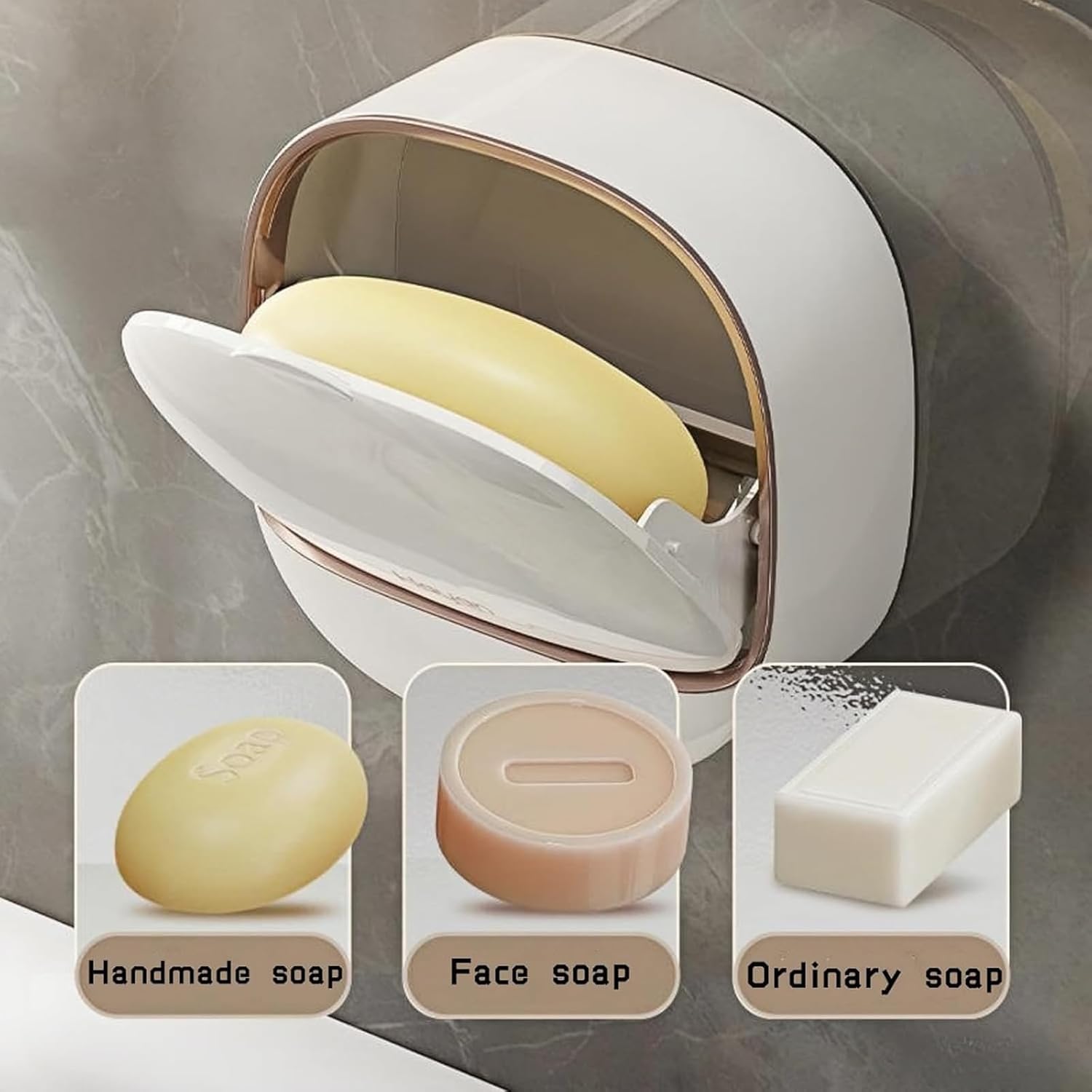 Luxury Soap Holder with Flip Lid and Drain Tray