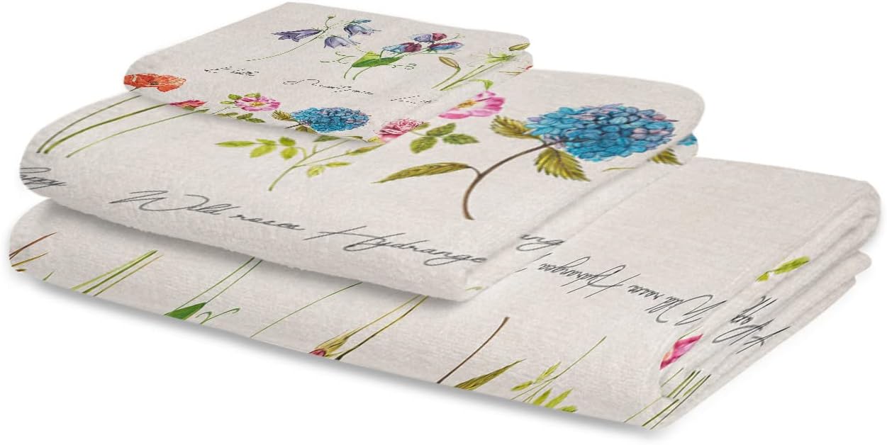 3 Piece Linen Texture Bath Towels Set