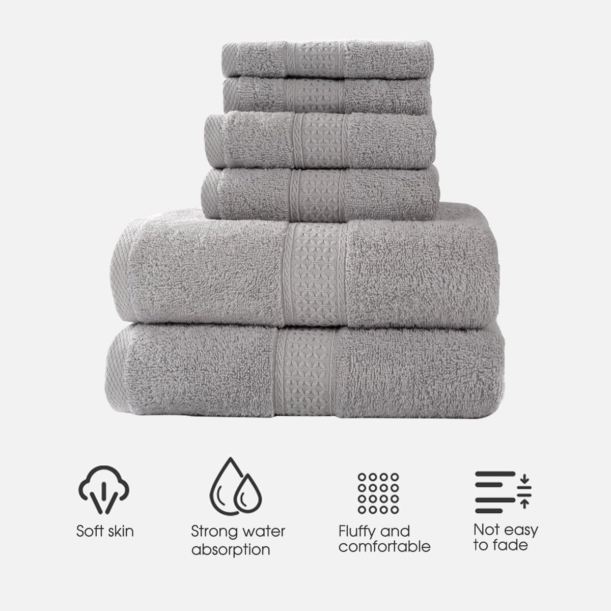 Huhelm 6 Piece Luxury Linen Bath Towels Set