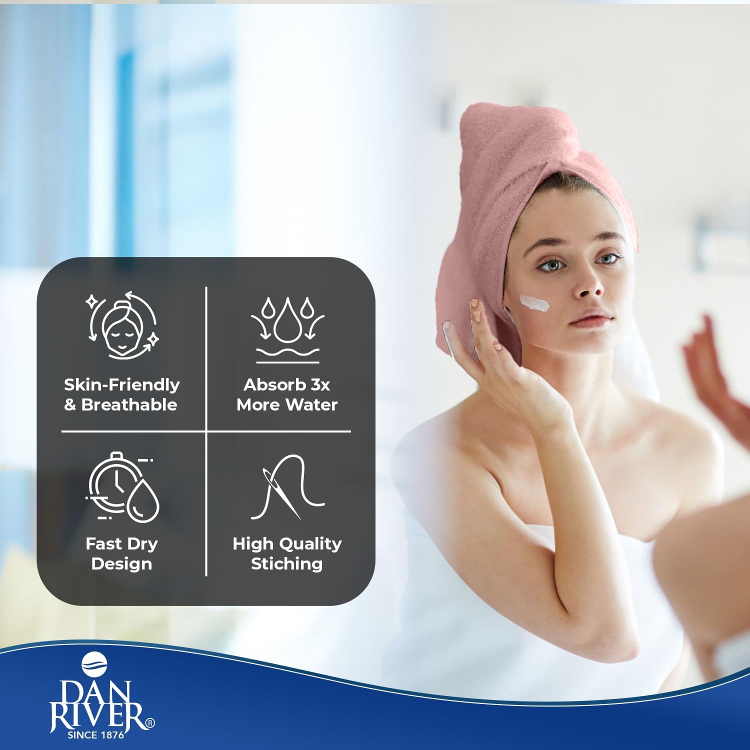DAN RIVER 4 Pack Bath Towels DustyRose 22x44 Inches