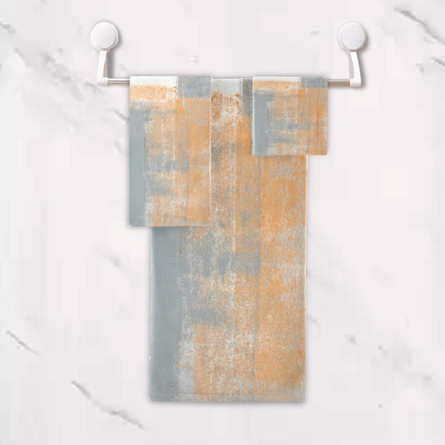 PATINISA Orange Grey Bath Towel Set of 3 1