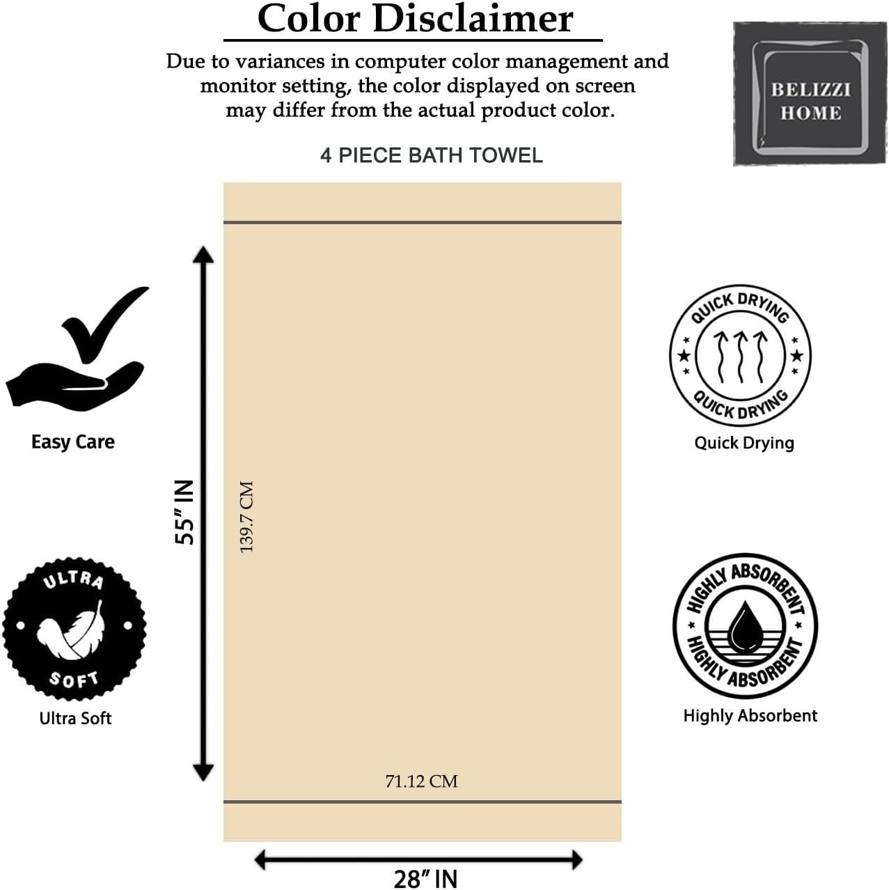 Belizzi Home Ultra Soft 4 Pack Bath Towels - 27x54 Inches Burgundy