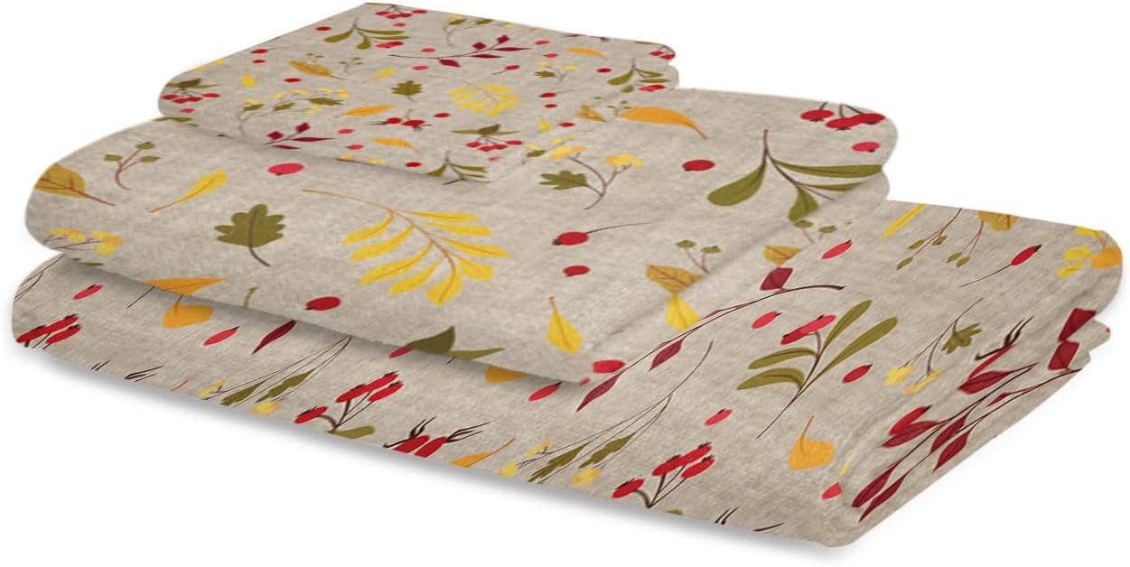 Boanket Thanksgiving Fall Maple Leaves Berry Filling 3 Piece Towel Set 1